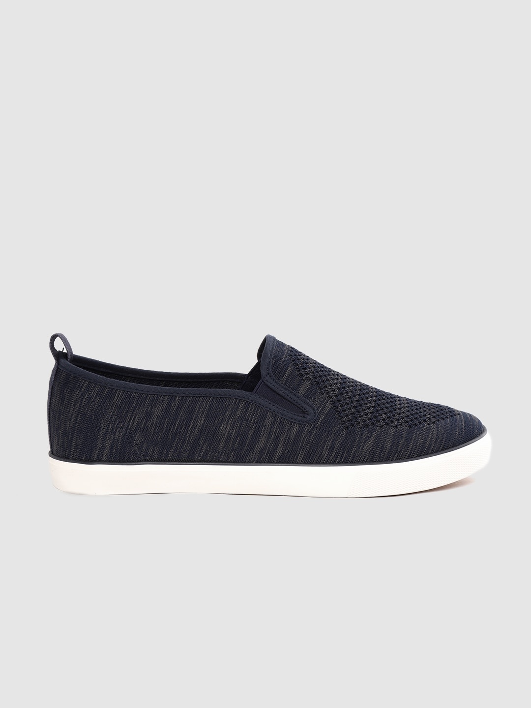 

Roadster Men Navy Blue Woven Design Slip-On Sneakers