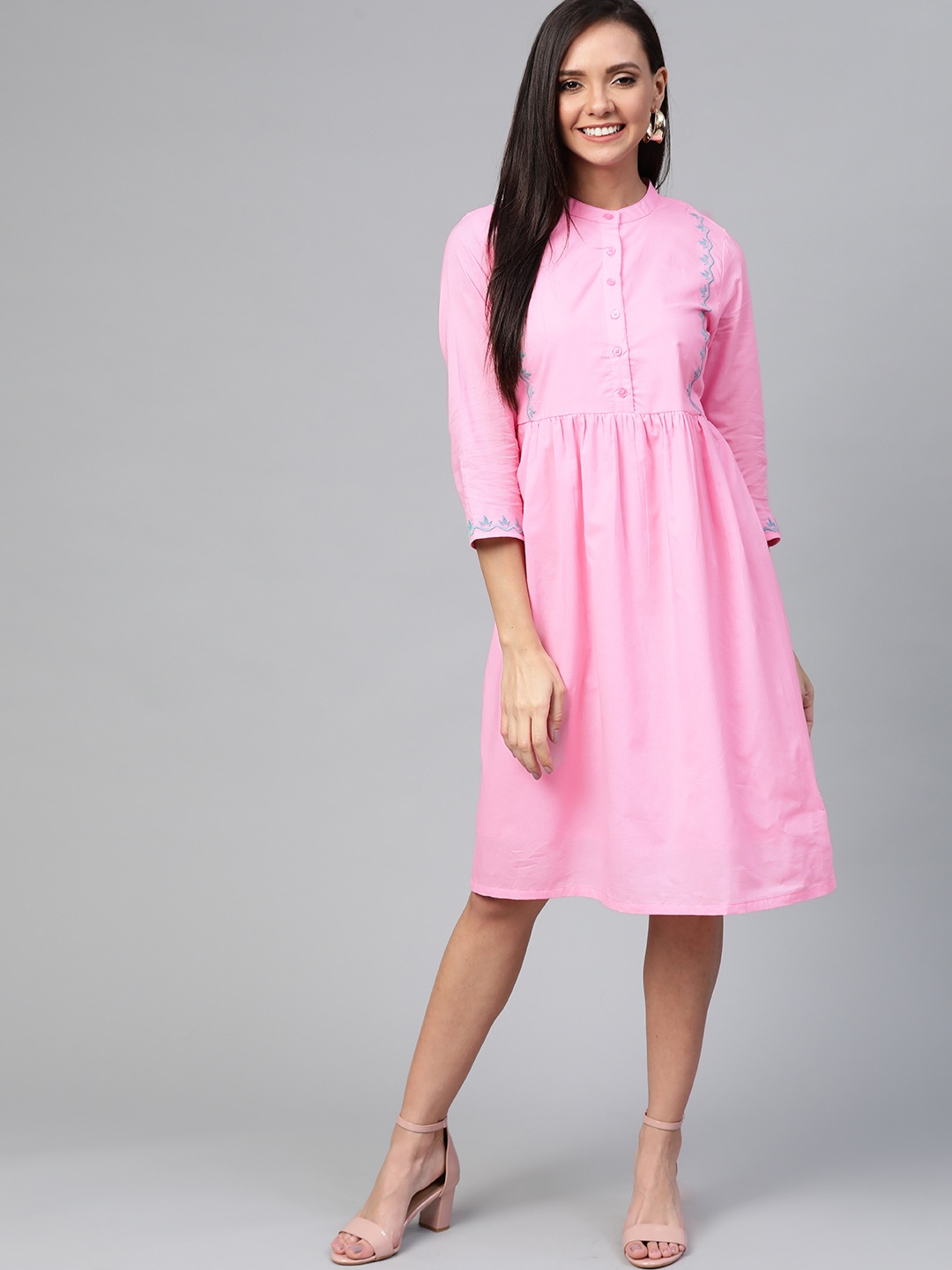 

HERE&NOW Women Pink Solid A-Line Dress