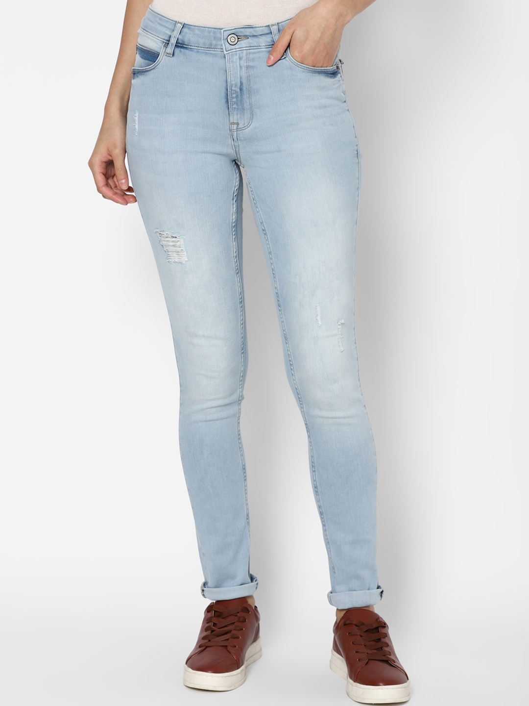 

Allen Solly Woman Blue Regular Fit Mid-Rise Clean Look Stretchable Jeans