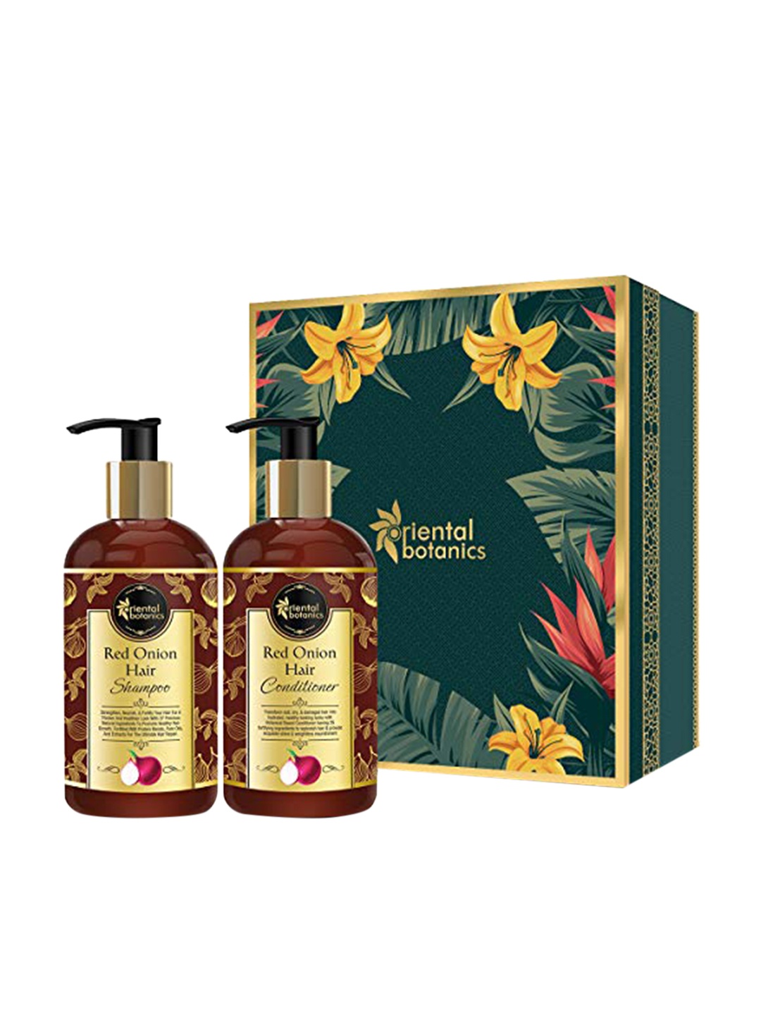 

Oriental Botanics Hair Shampoo & Conditioner Kit with Red Onion Oil 600 ml, Brown