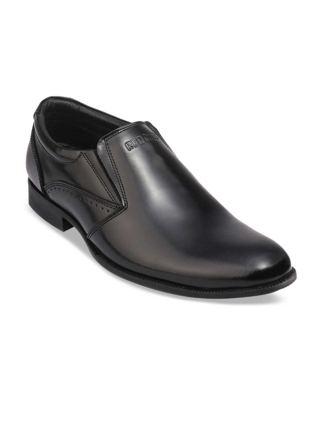 

Red Chief Men Black Solid Leather Formal Slip-Ons