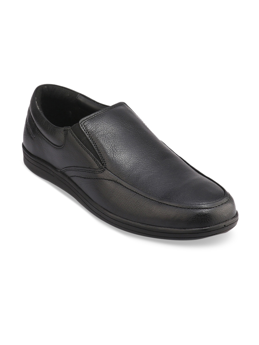 

Red Chief Men Black Solid Leather Formal Slip-Ons