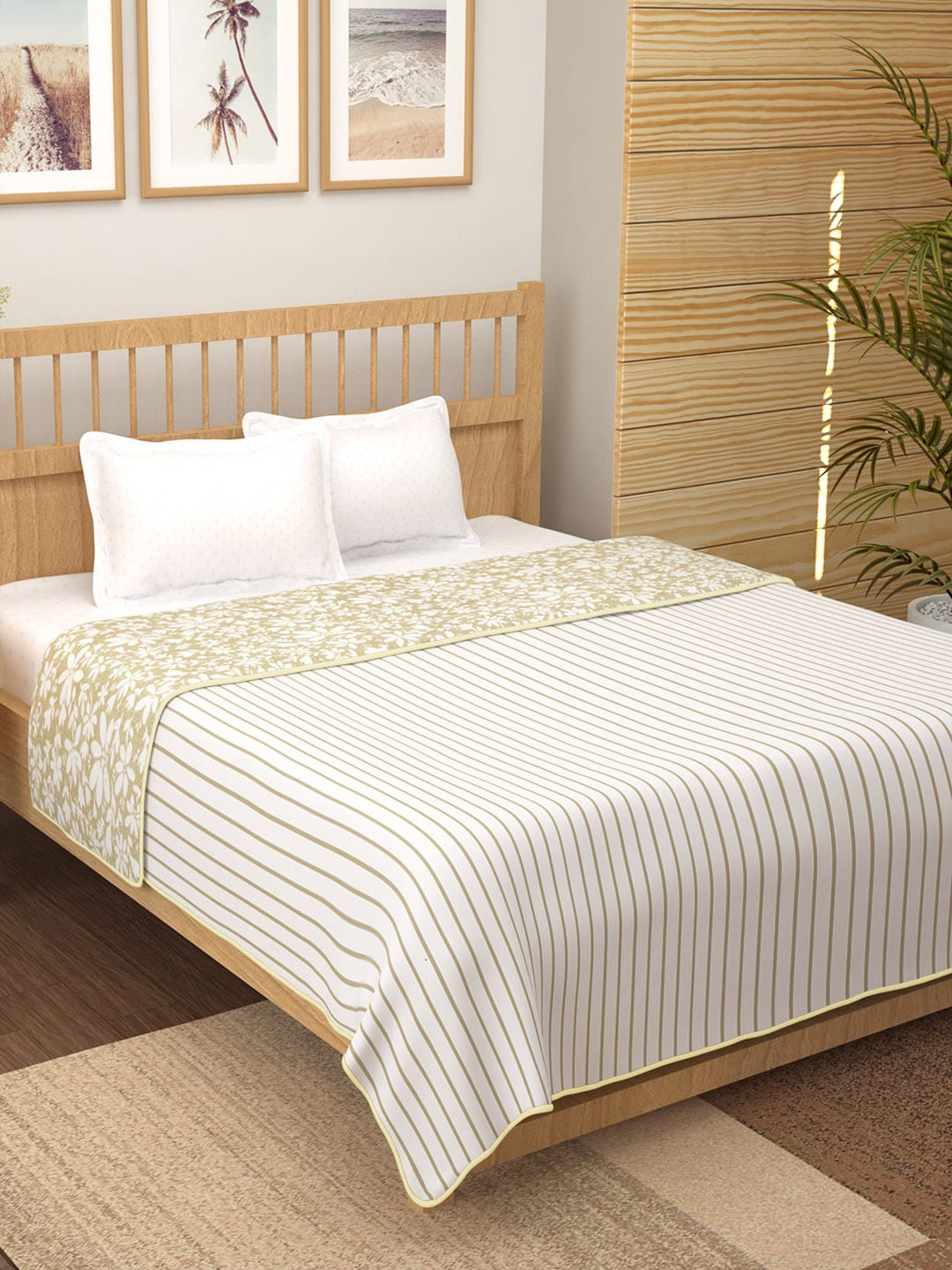 

Story@home Beige & Off-White Floral Mild Winter 150 GSM Double Bed Dohar