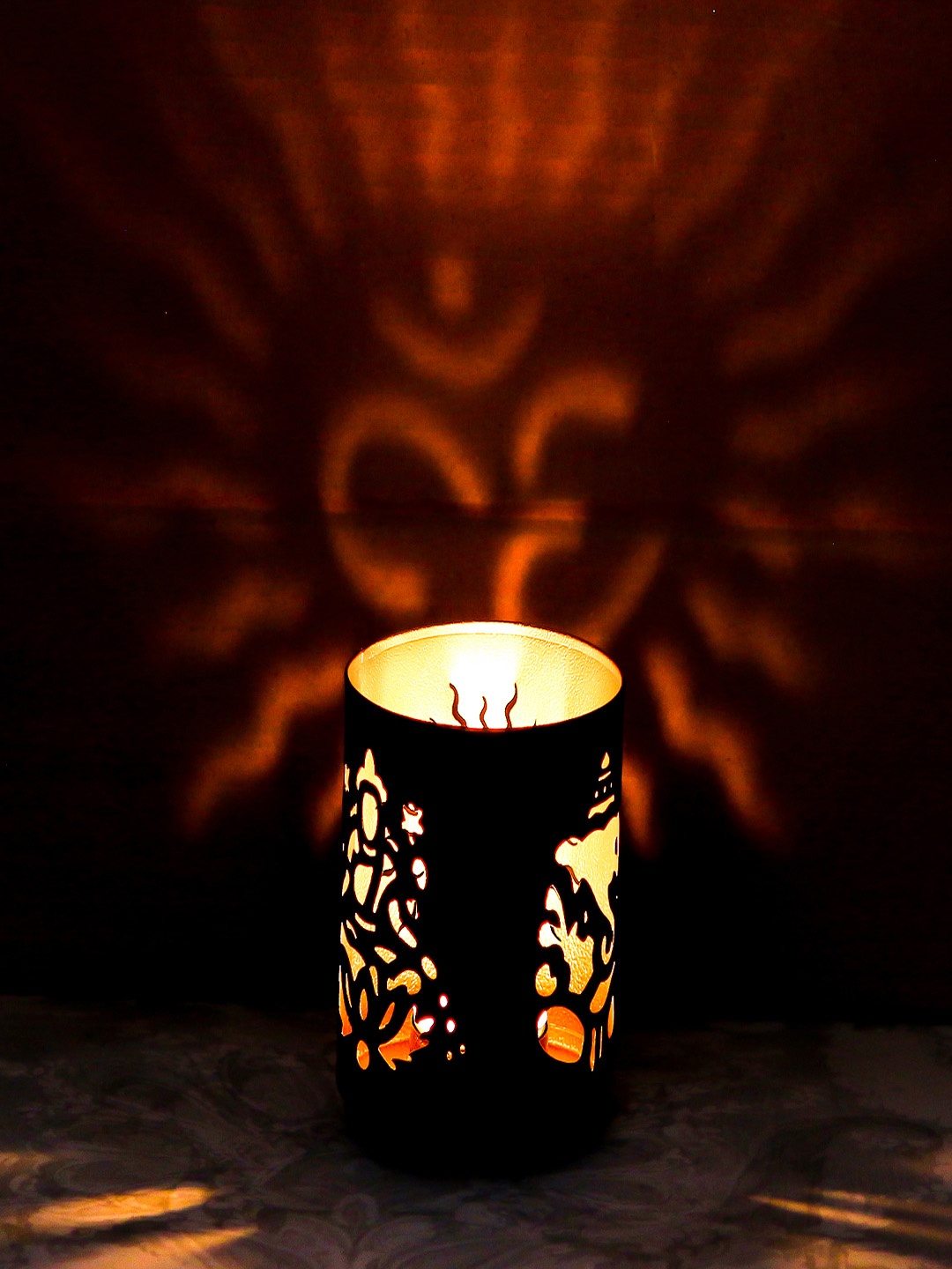 

eCraftIndia Brown OM Design Tea Light Holder