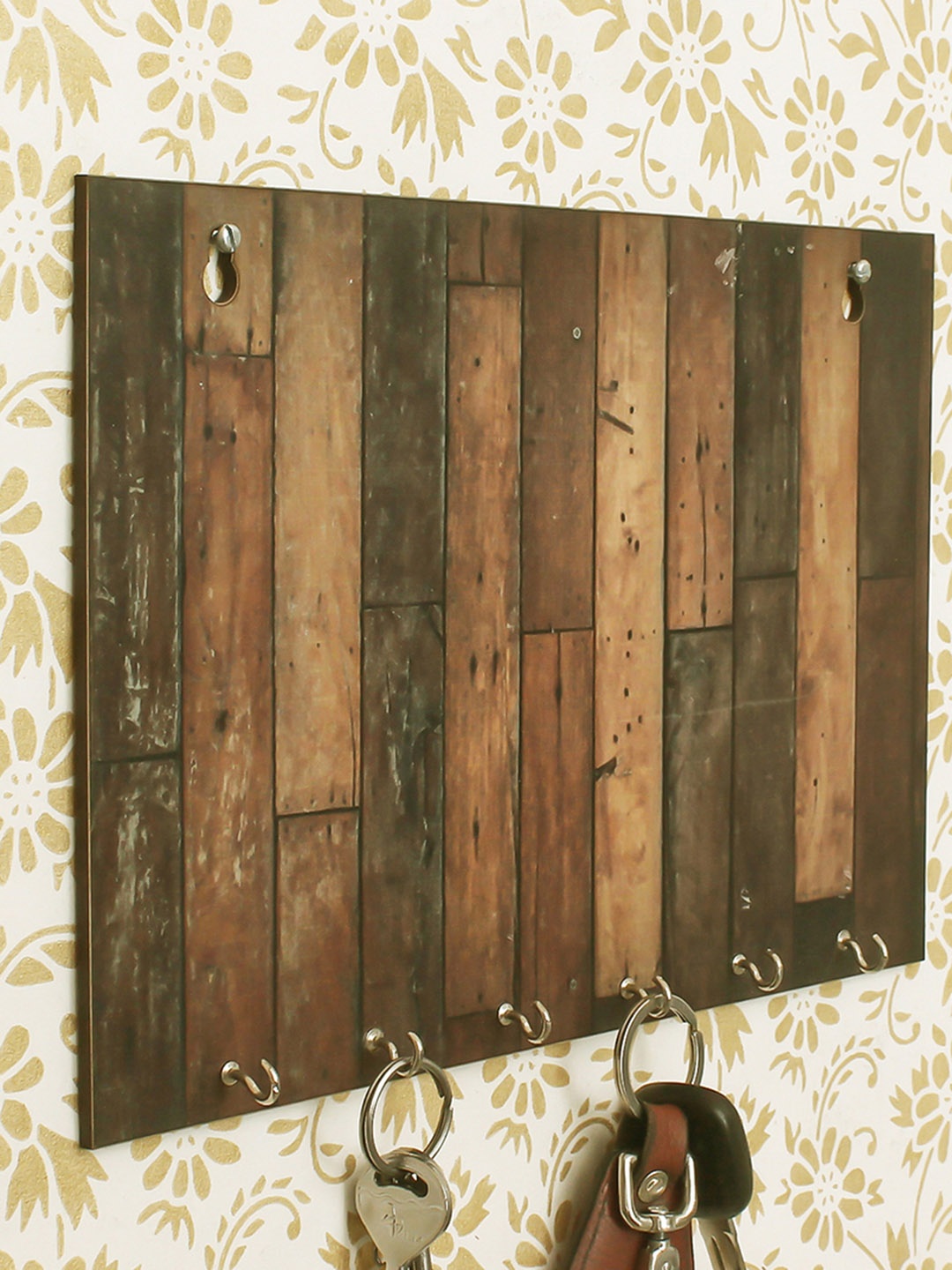 

eCraftIndia Brown Wooden 6 Hooks Key Holder
