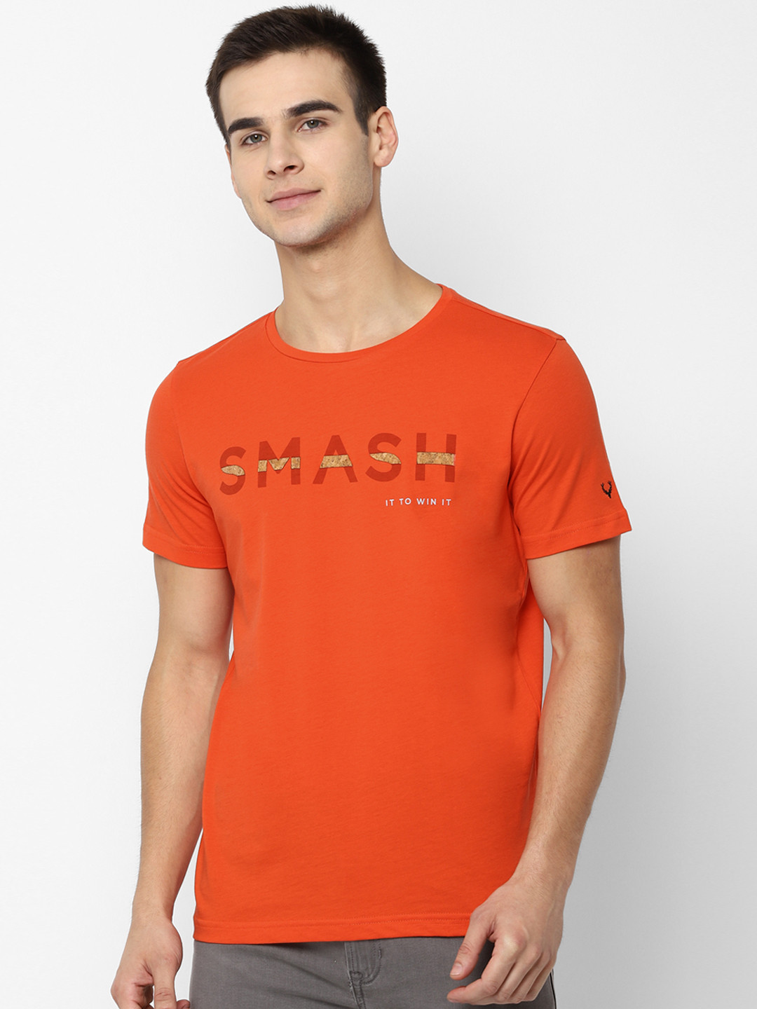 

Allen Solly Sport Men Orange Printed Round Neck T-shirt