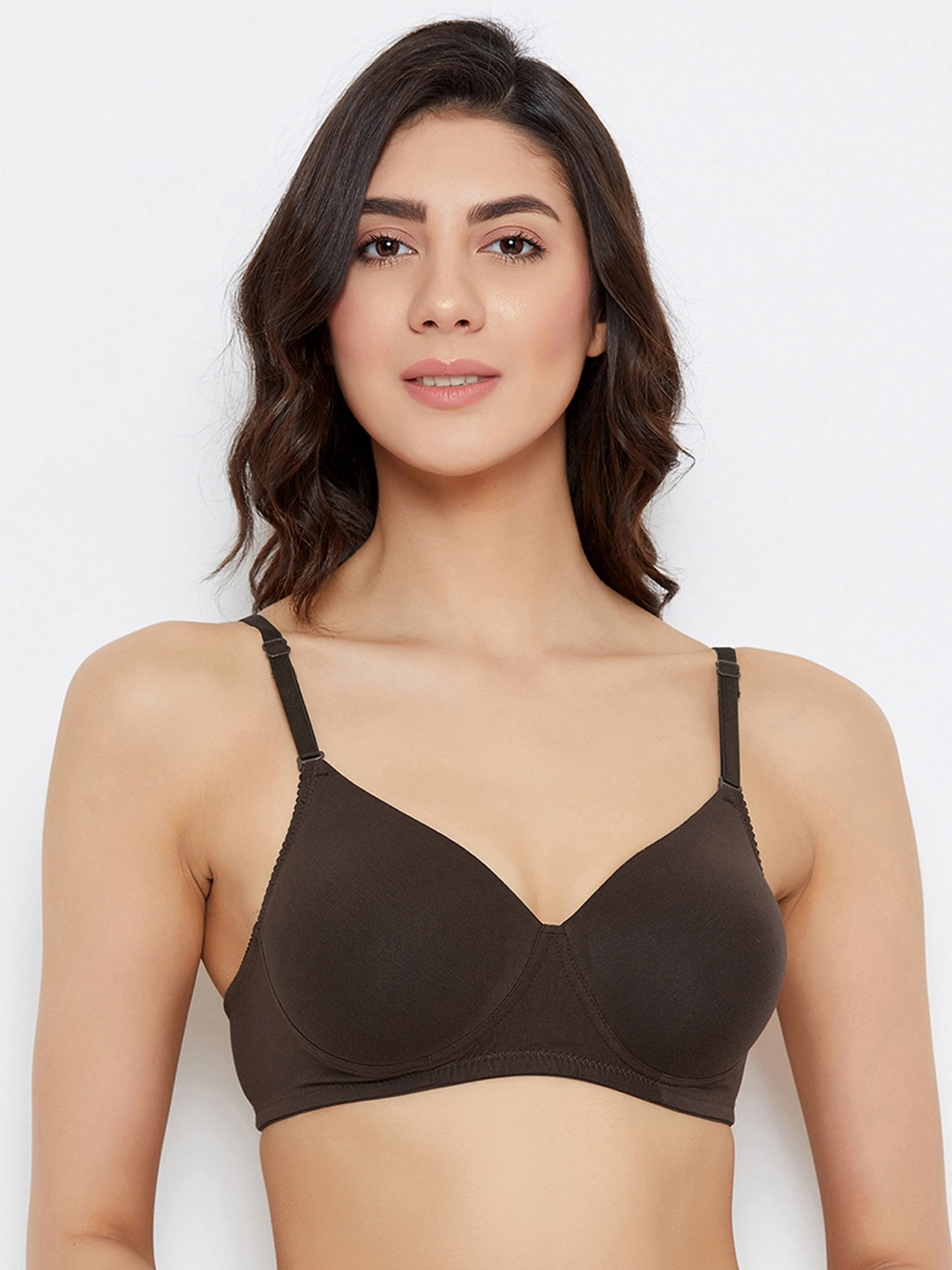 

Clovia Brown Solid Non-Wired Lightly Padded T-shirt Bra BR1964P0632B