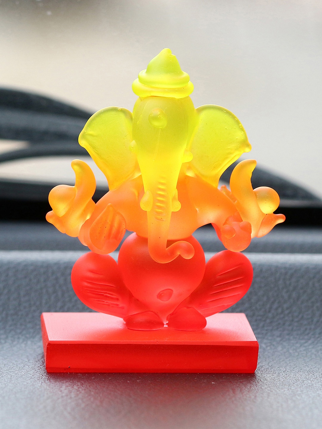 

eCraftIndia Yellow & Orange Crystal Double-Sided Lord Ganesha Idol