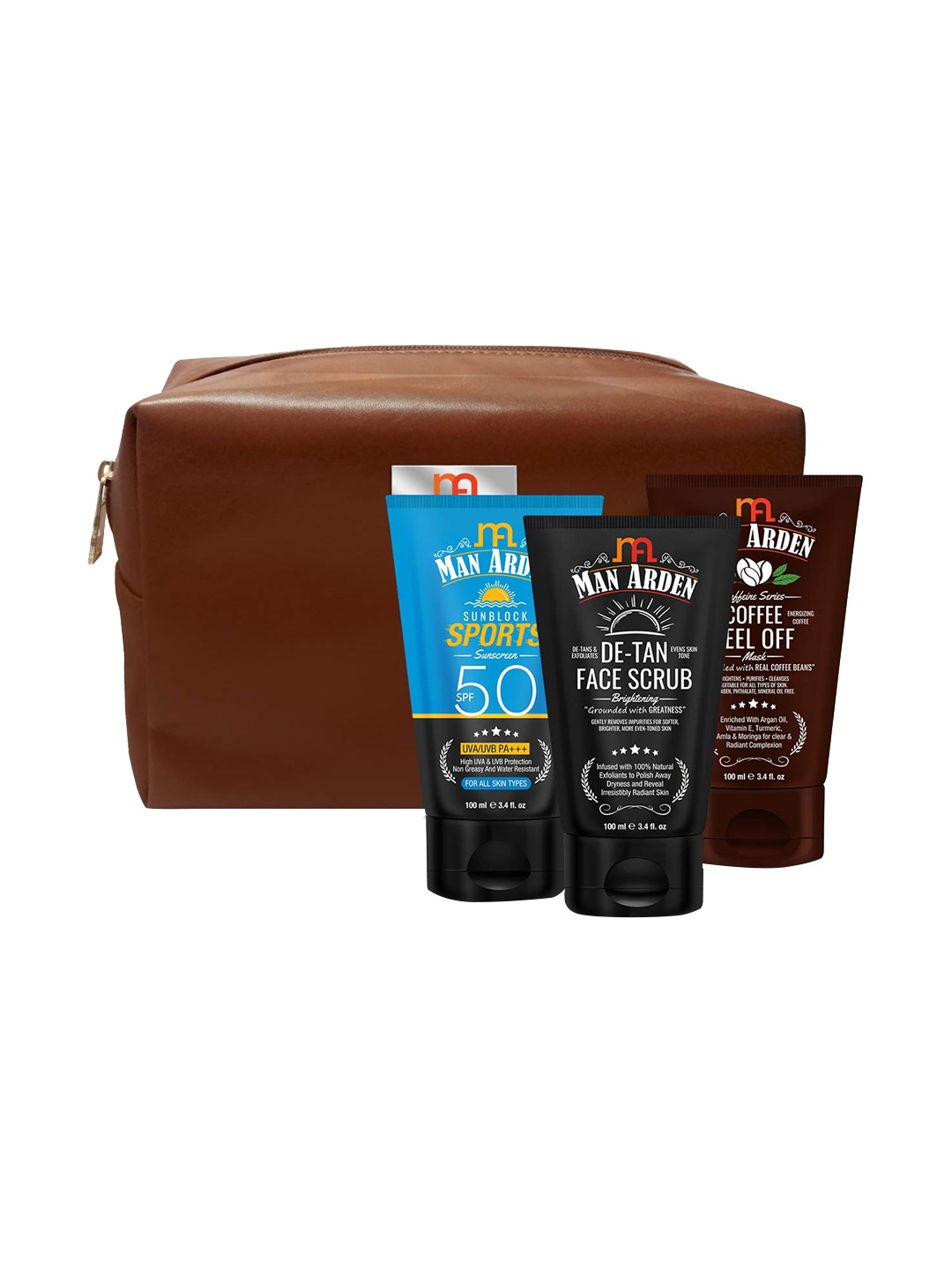 

Man Arden Men Pack of 3 Sunlit Grooming Combo, Brown