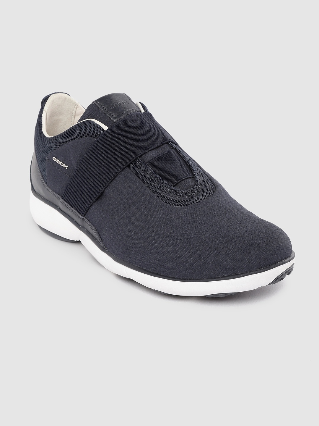 

Geox Men Navy Blue Self-Striped Slip-On Sneakers