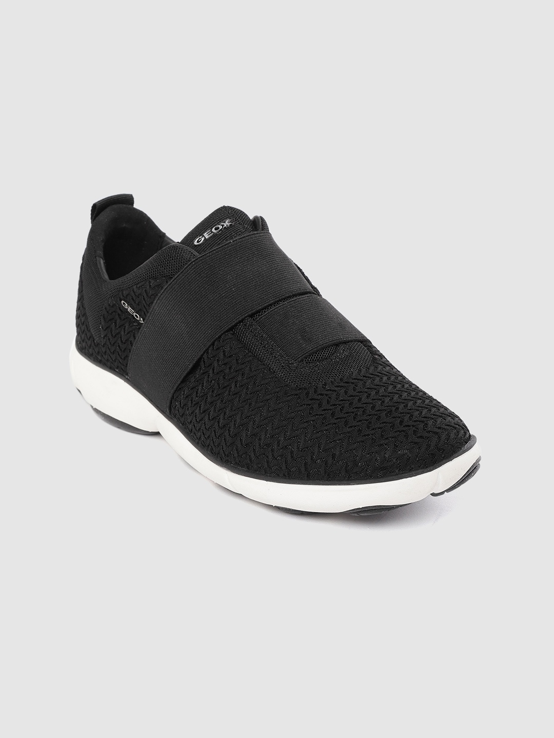 

Geox Women Black Woven Design Slip-On Sneakers