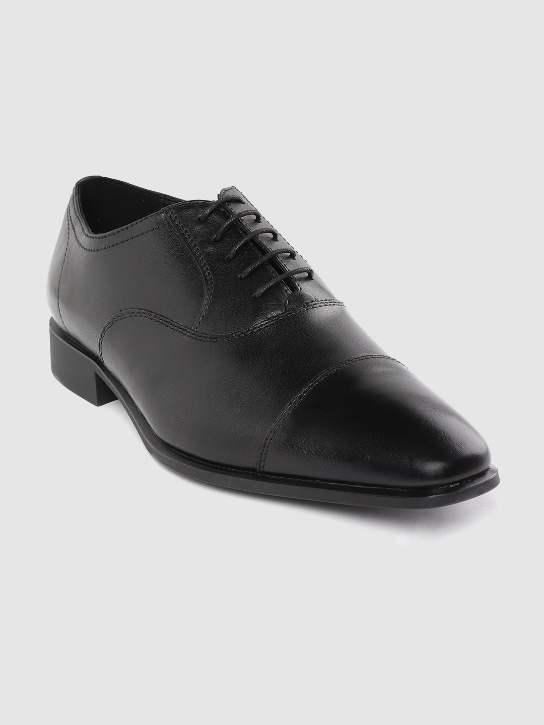 

Geox Men Black Solid Leather Formal Oxfords