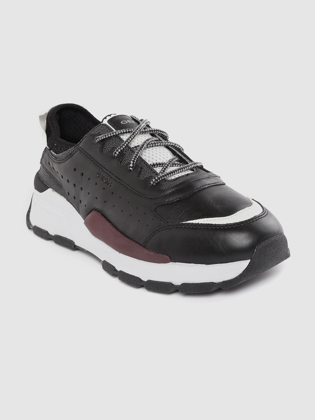 

Geox Men Black Leather Perforated Sneakers