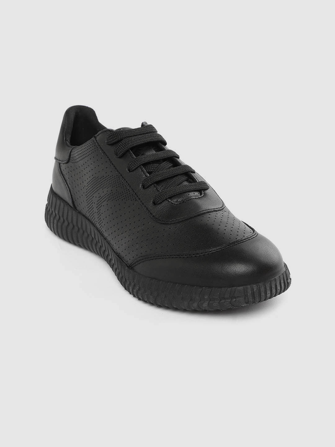 

Geox Women Black Perforated Leather Sneakers