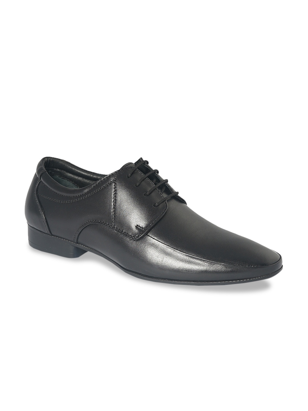 

ID Men Black Solid Genuine Leather Formal Derbys
