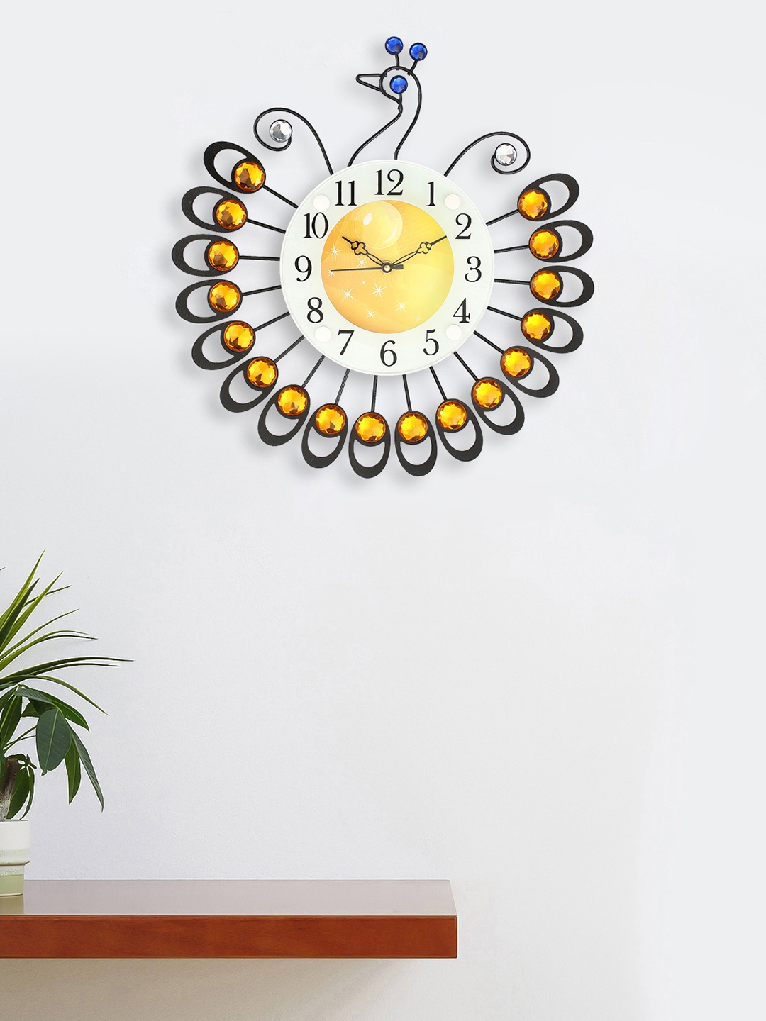 

eCraftIndia Multicoloured Handcrafted Bird Shaped Embellished Analogue Wall Clock, Multi