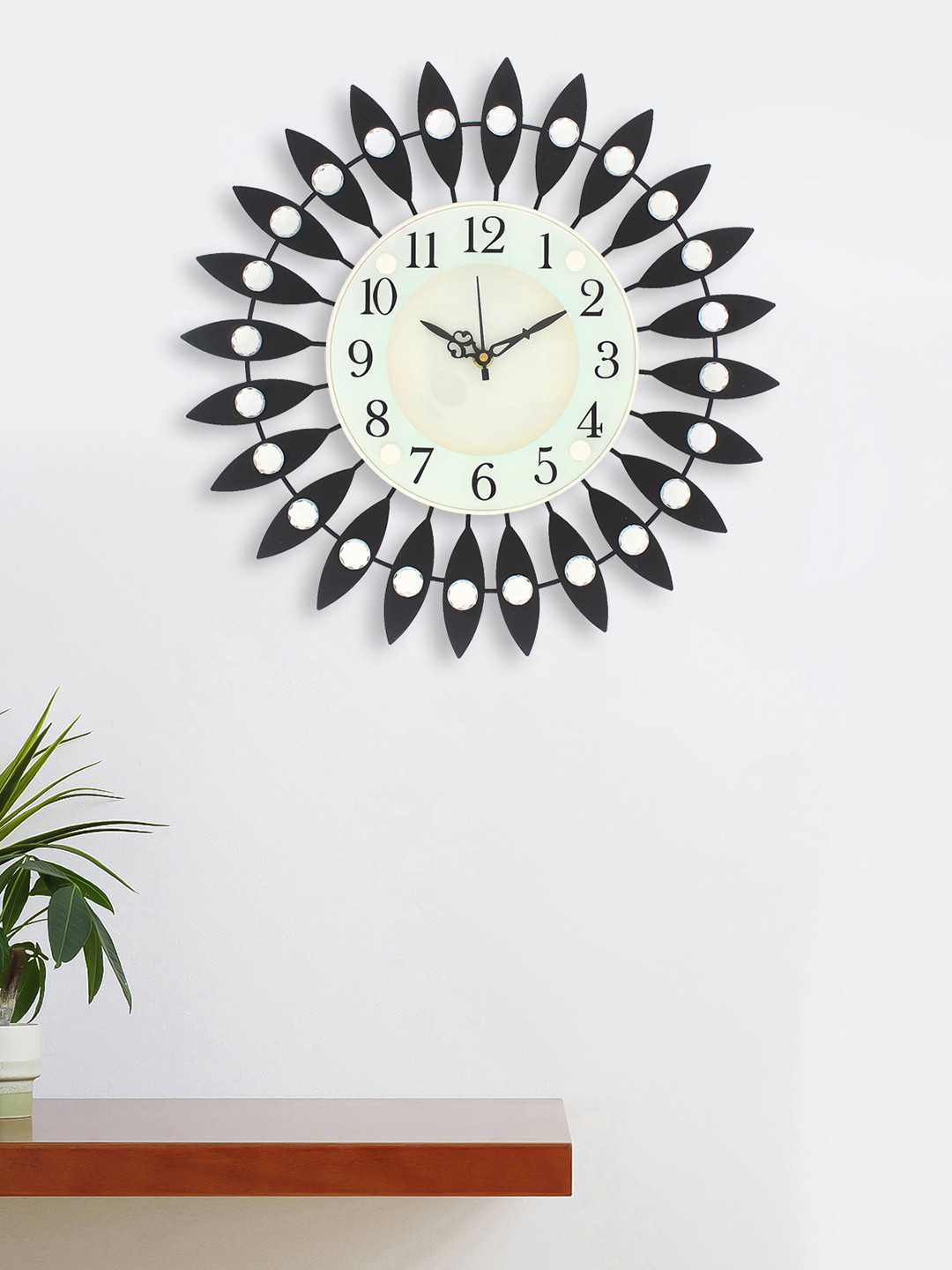 

eCraftIndia Green & Black Handcrafted Round Solid Analogue Wall Clock