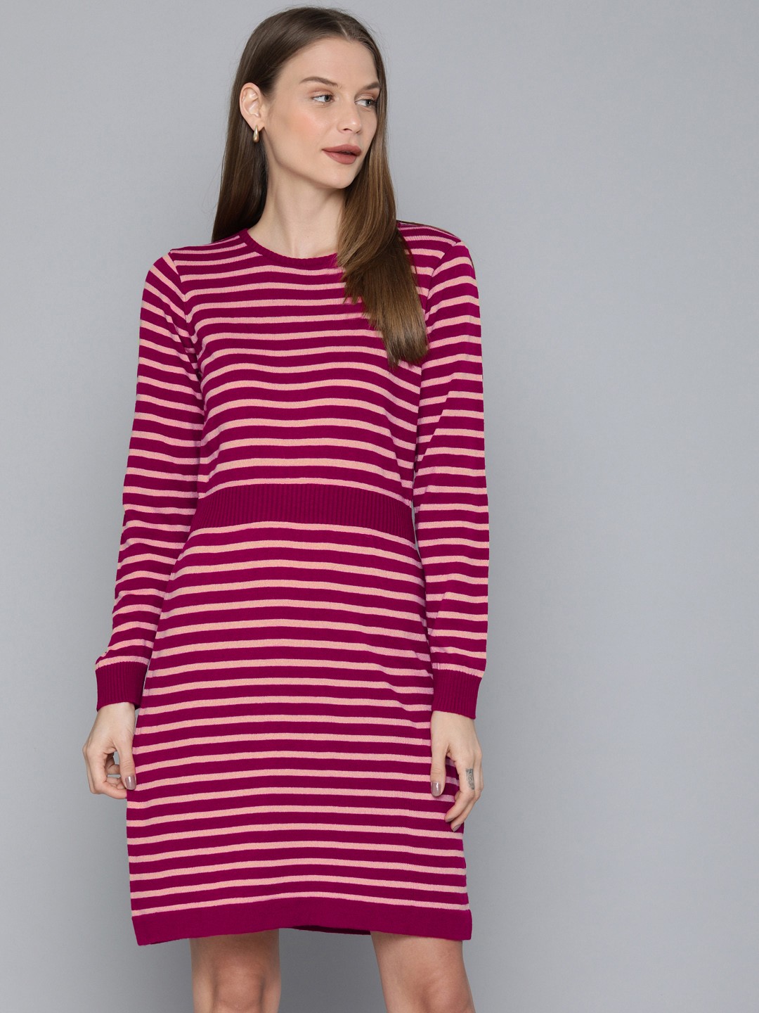 

Chemistry Women Pink Striped Jumper Dress