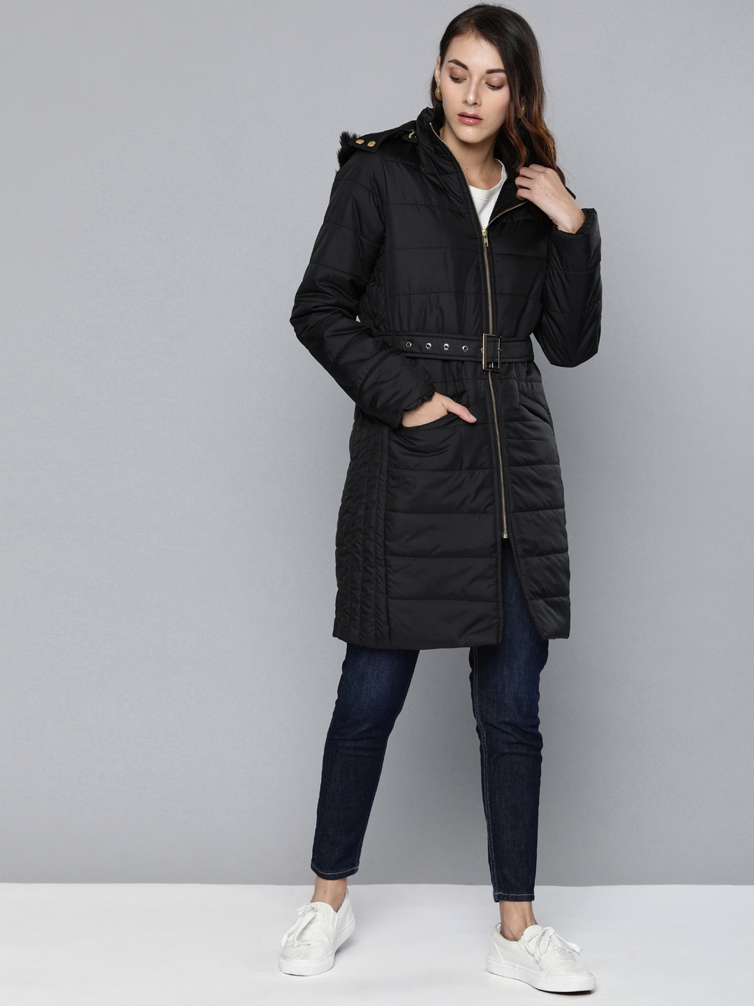 

Chemistry Women Black Solid Puffer Jacket