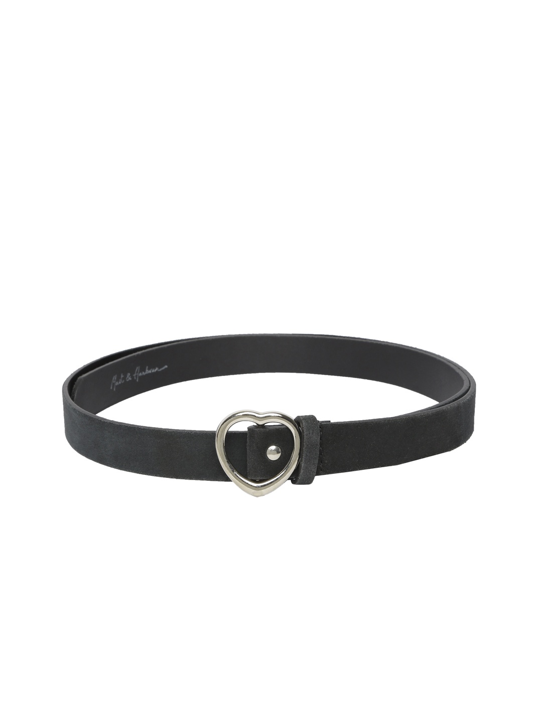 

Mast & Harbour Women Black Solid Leather Belt