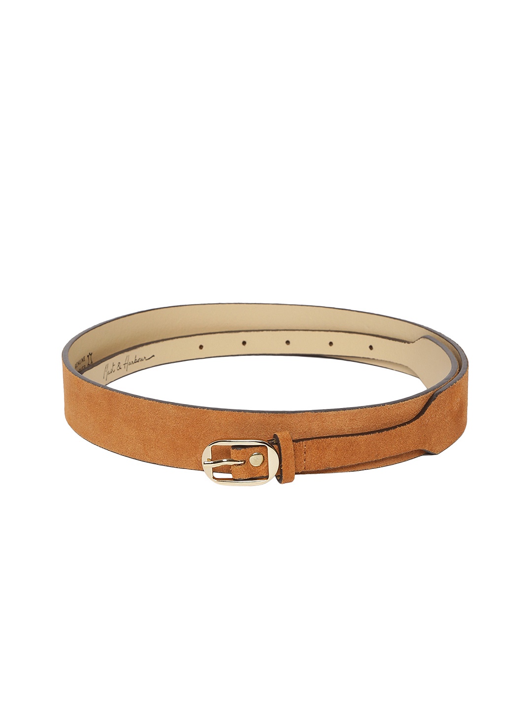 

Mast & Harbour Women Tan Brown Solid Leather Belt