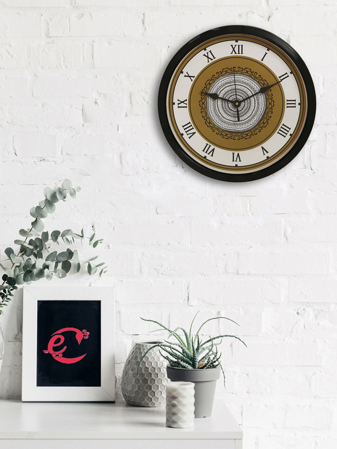 

eCraftIndia Black & White Round Solid Analogue Wall Clock