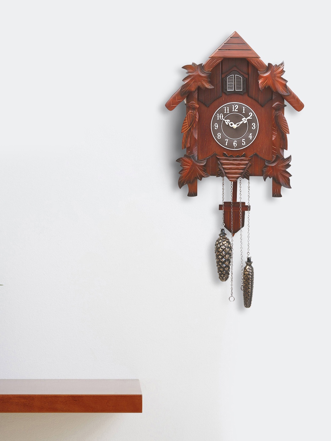 

eCraftIndia Brown Textured Wooden Pendulum Analogue Wall Clock