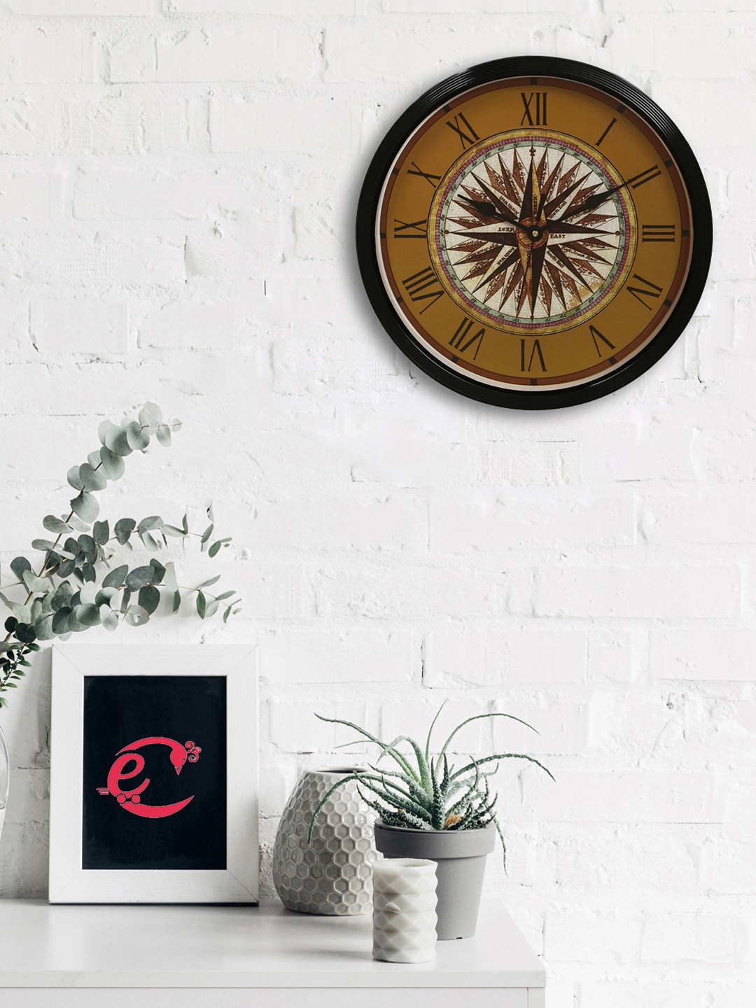 

eCraftIndia Brown & Black Round Printed 31 cm Analogue Wall Clock
