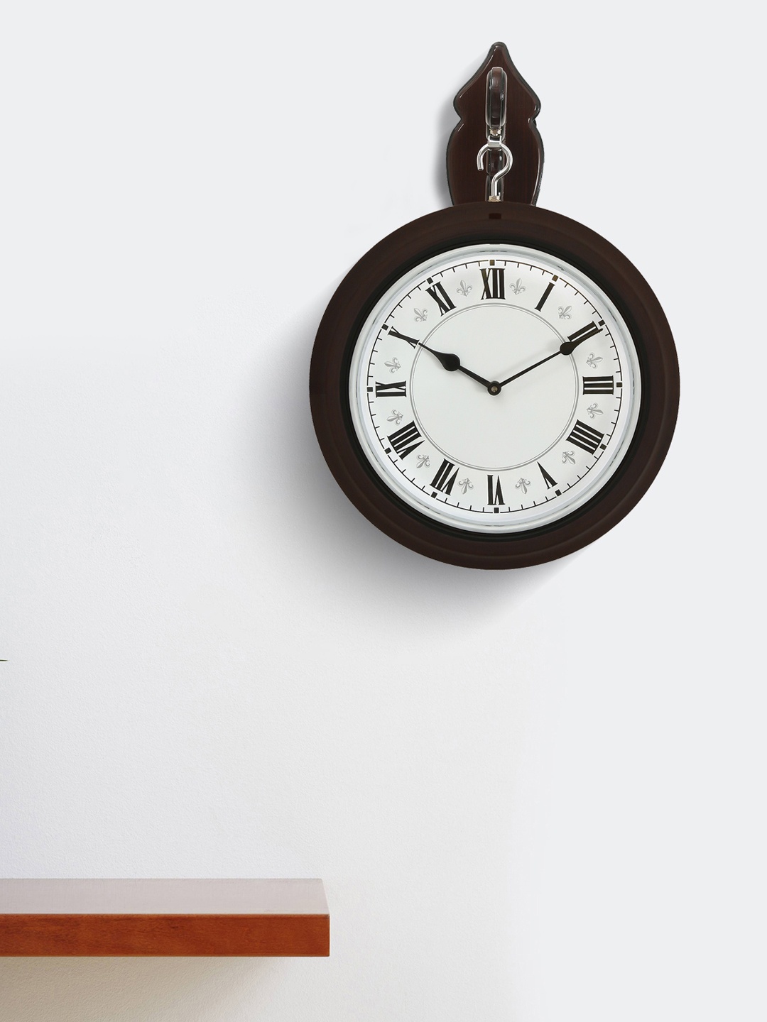 

eCraftIndia White & Brown Round Printed 39 x 46 cm Analogue Wall Clock