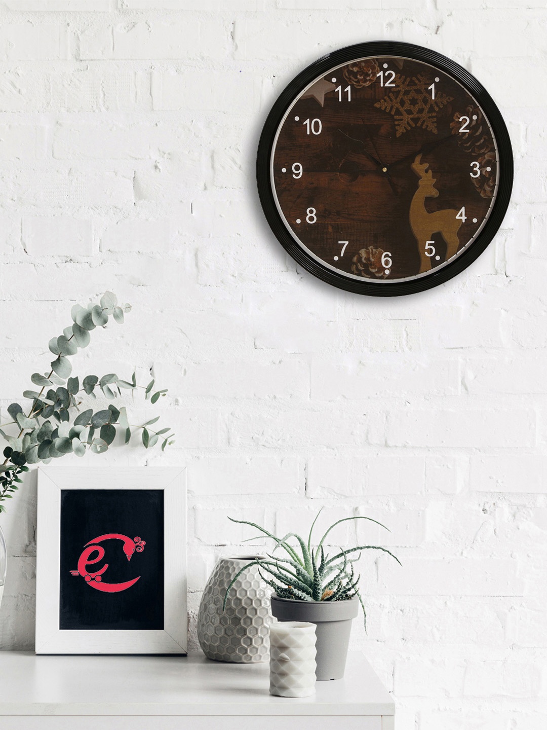 

eCraftIndia Black & Brown Round Printed 31 x 31 CM Analogue Wall Clock