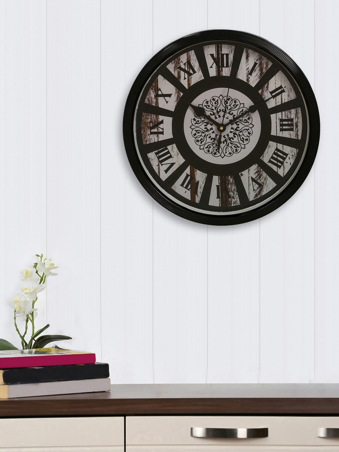 

eCraftIndia Black & Off-White Round Printed 31 cm Analogue Wall Clock