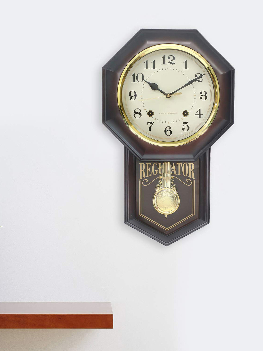 

eCraftIndia Brown & Off-White Quirky Solid 27 x 45 CM Analogue Wall Clock