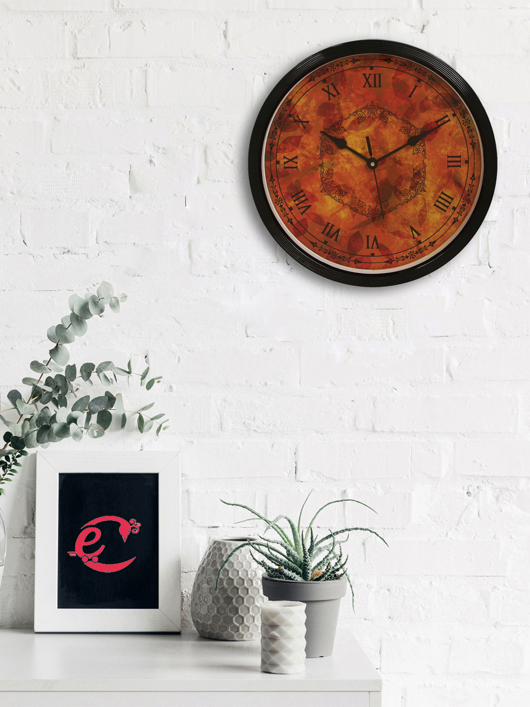 

eCraftIndia Black & Brown Round Printed 31 x 31 CM Analogue Wall Clock