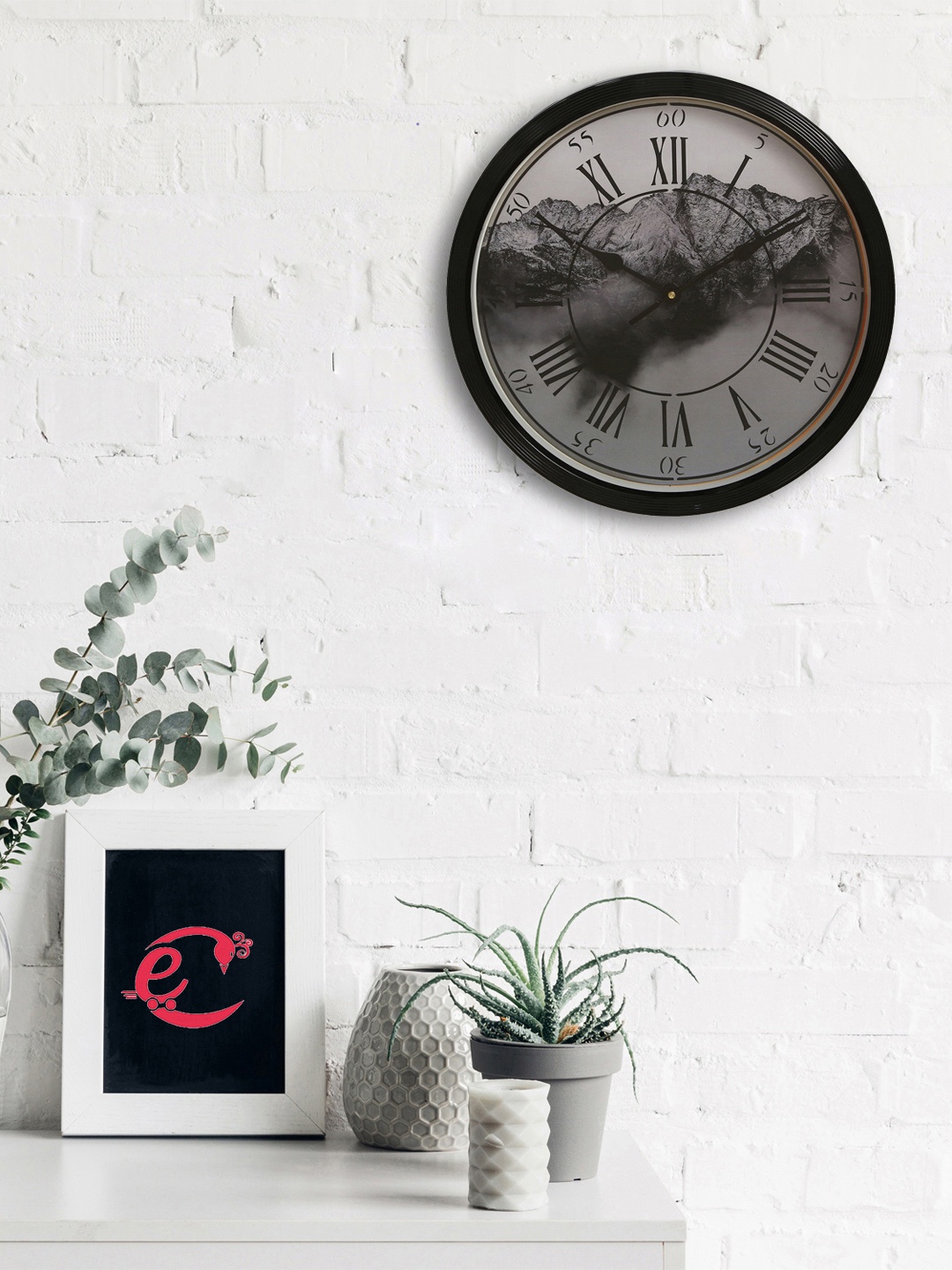 

eCraftIndia Black & Grey Round Printed 31 x 31 CM Analogue Wall Clock