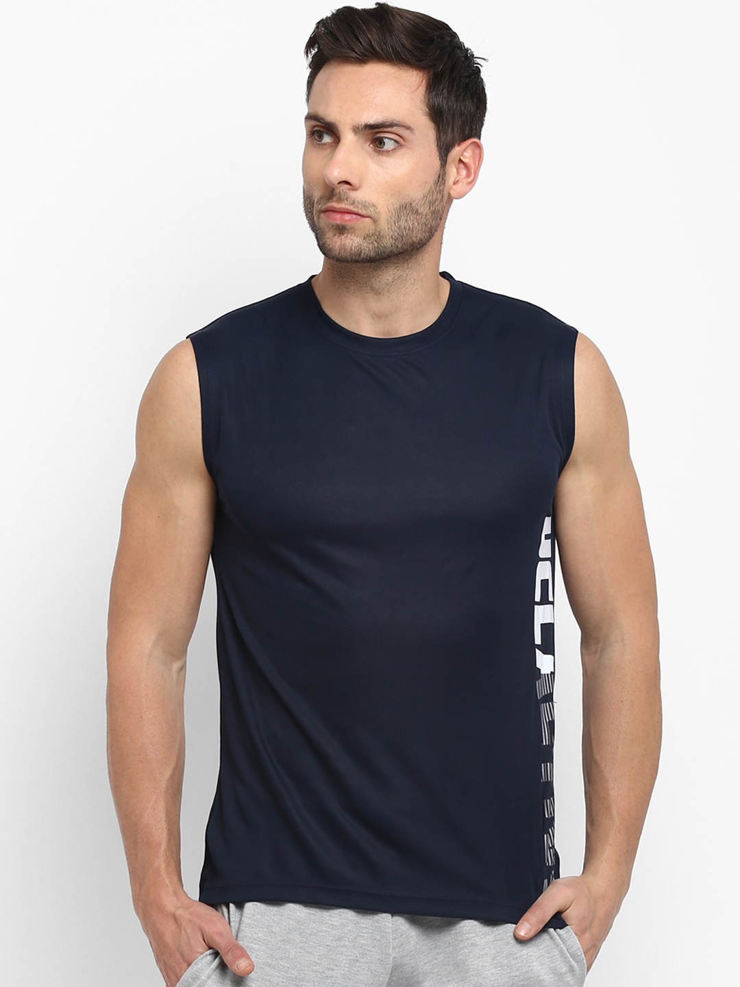 

UCLA Men Navy Blue Printed Round Neck T-shirt