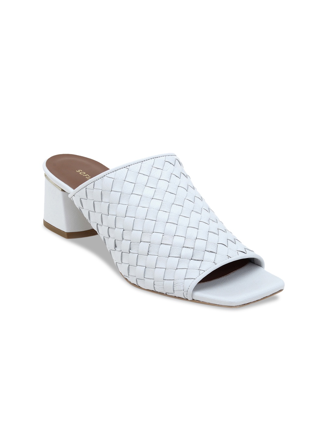 

SOFIA BALDI Women Off-White Leather Textured Mules