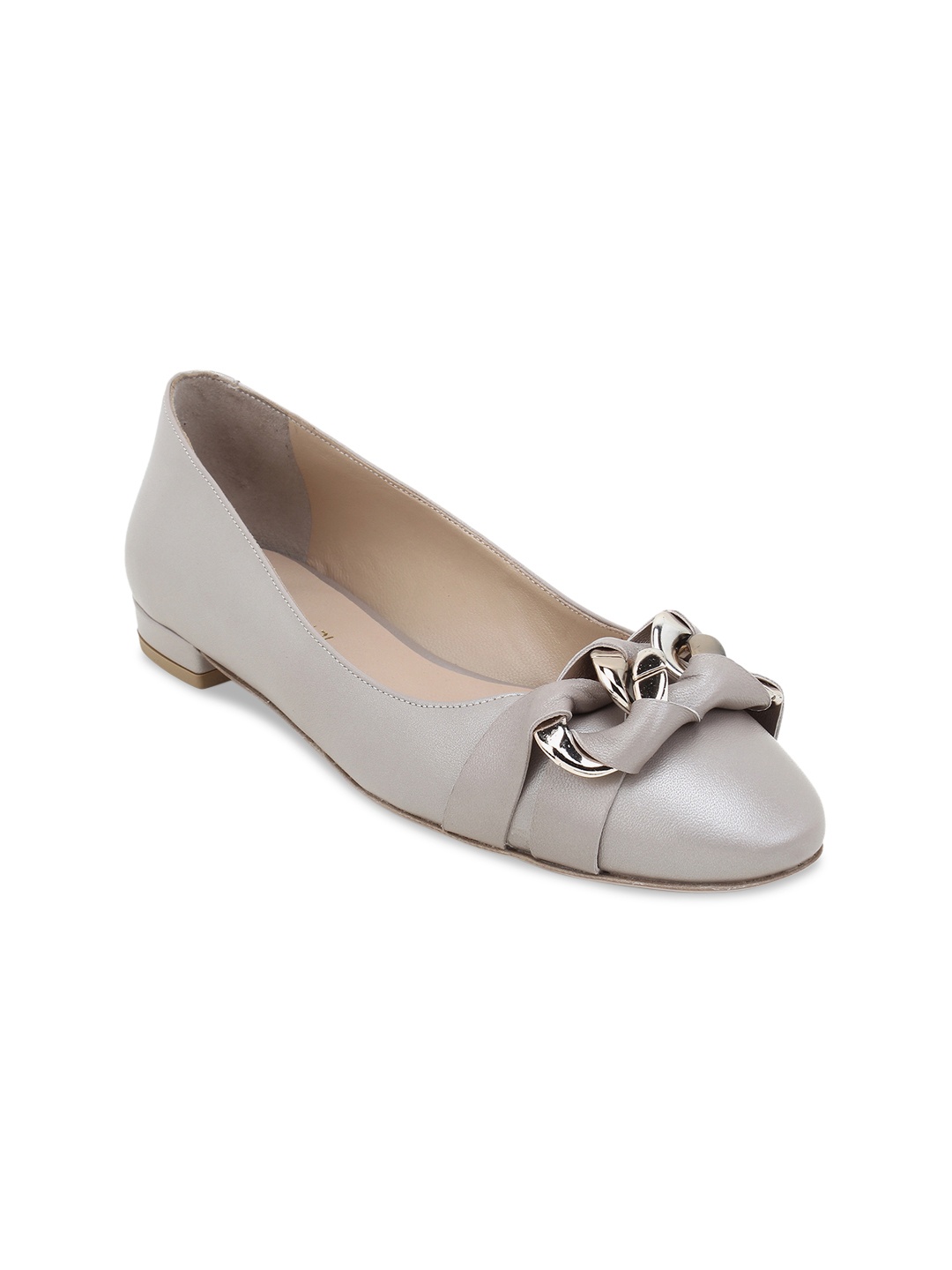 

SOFIA BALDI Women Taupe Embellished Leather Ballerinas