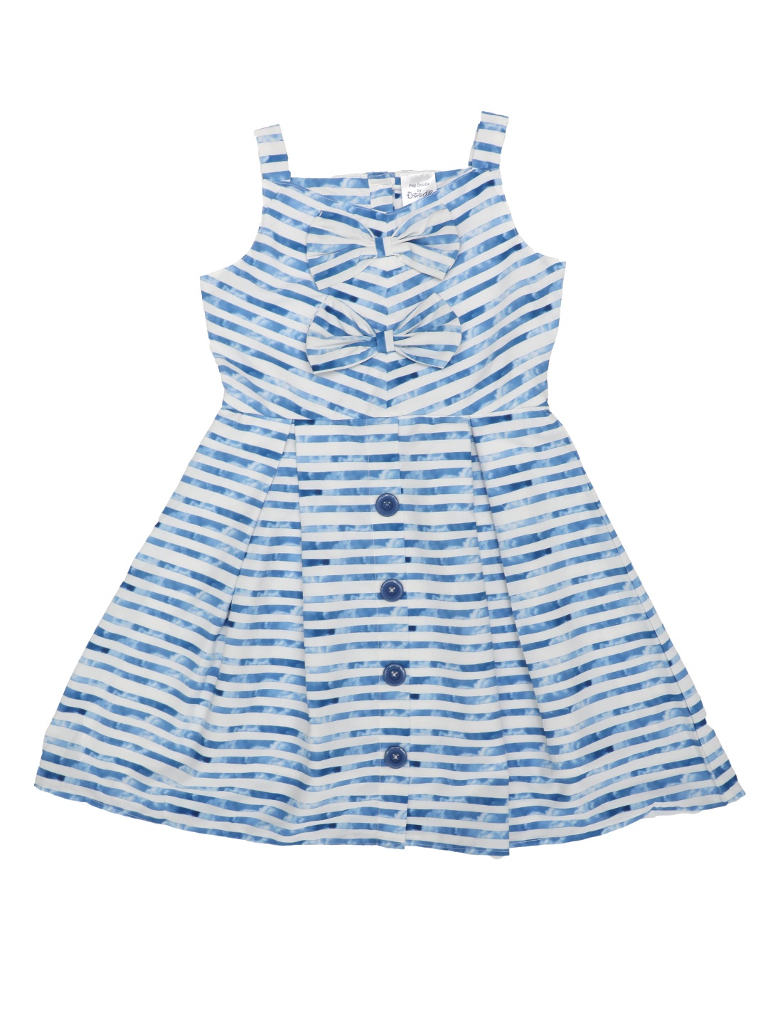 

Doodle Girls Blue & White Printed Fit and Flare Dress