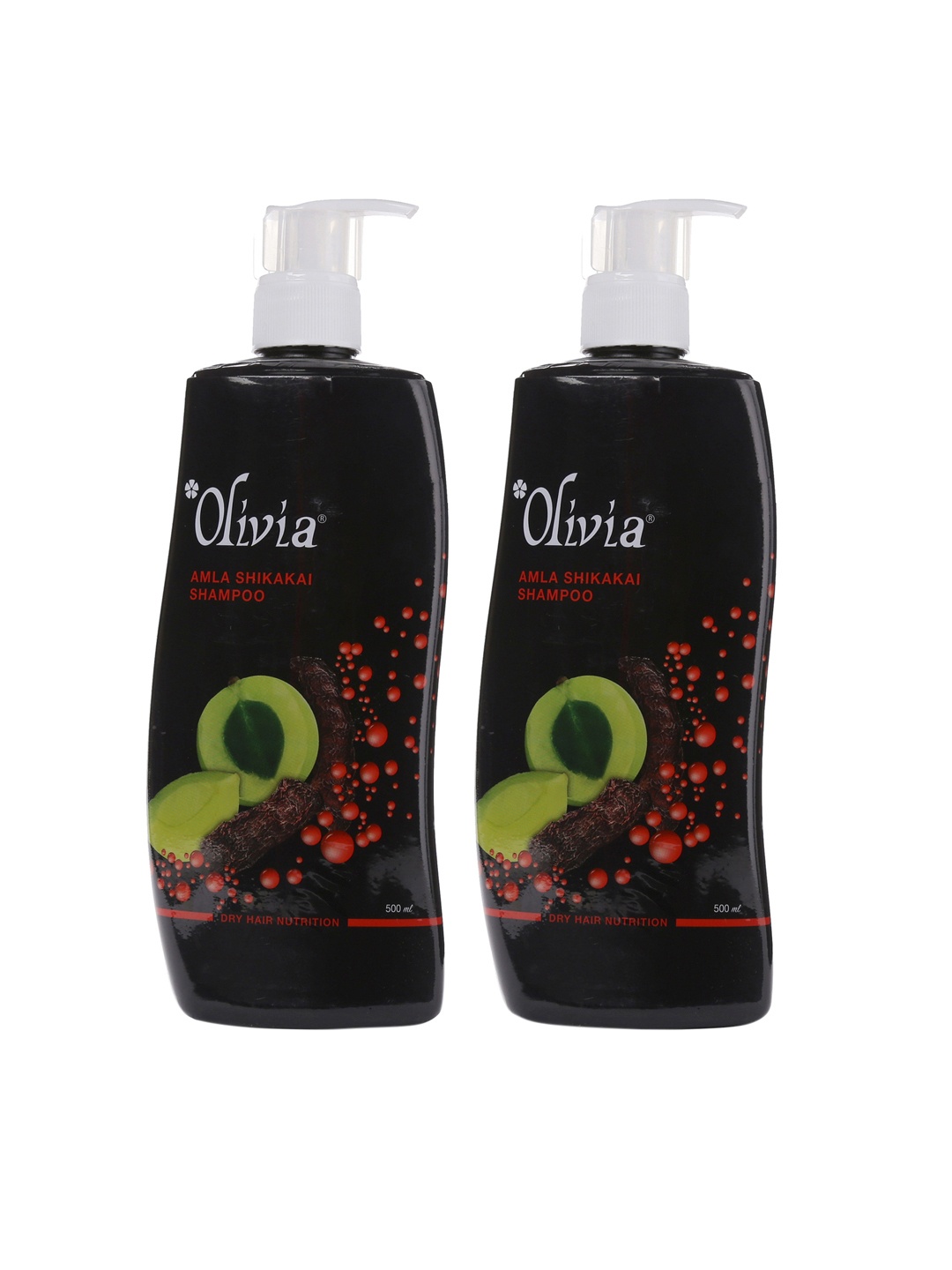 

Olivia Set of 2 Amla Shikakai Herbal Shampoos 500ml Each, Black