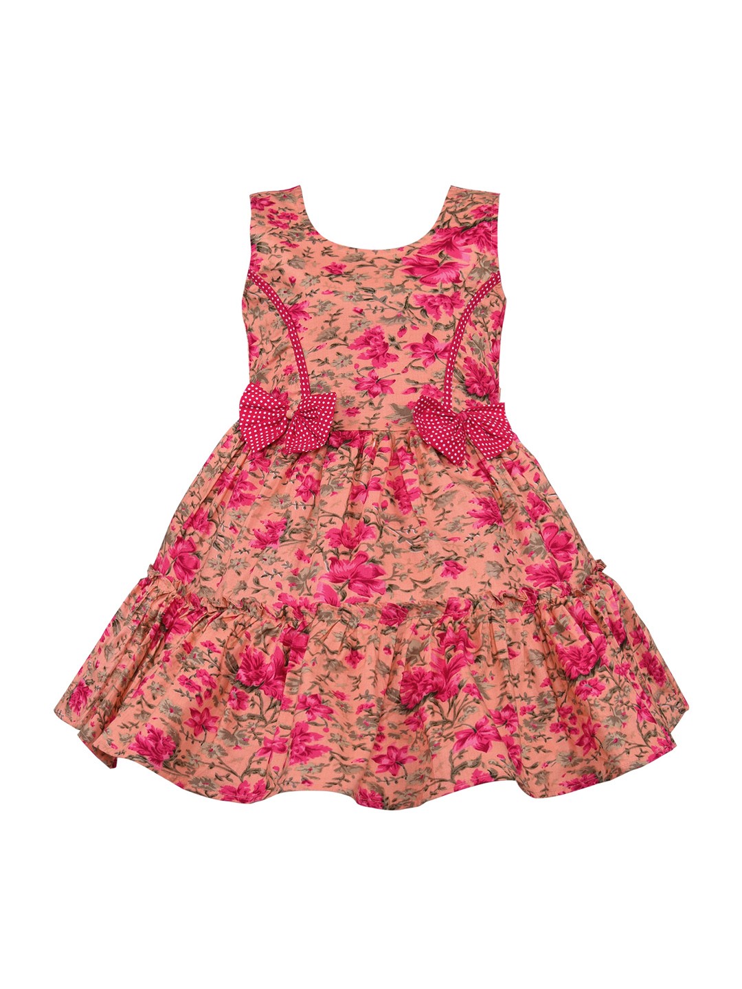 

Wish Karo Girls Pink & Red Printed Fit and Flare Dress
