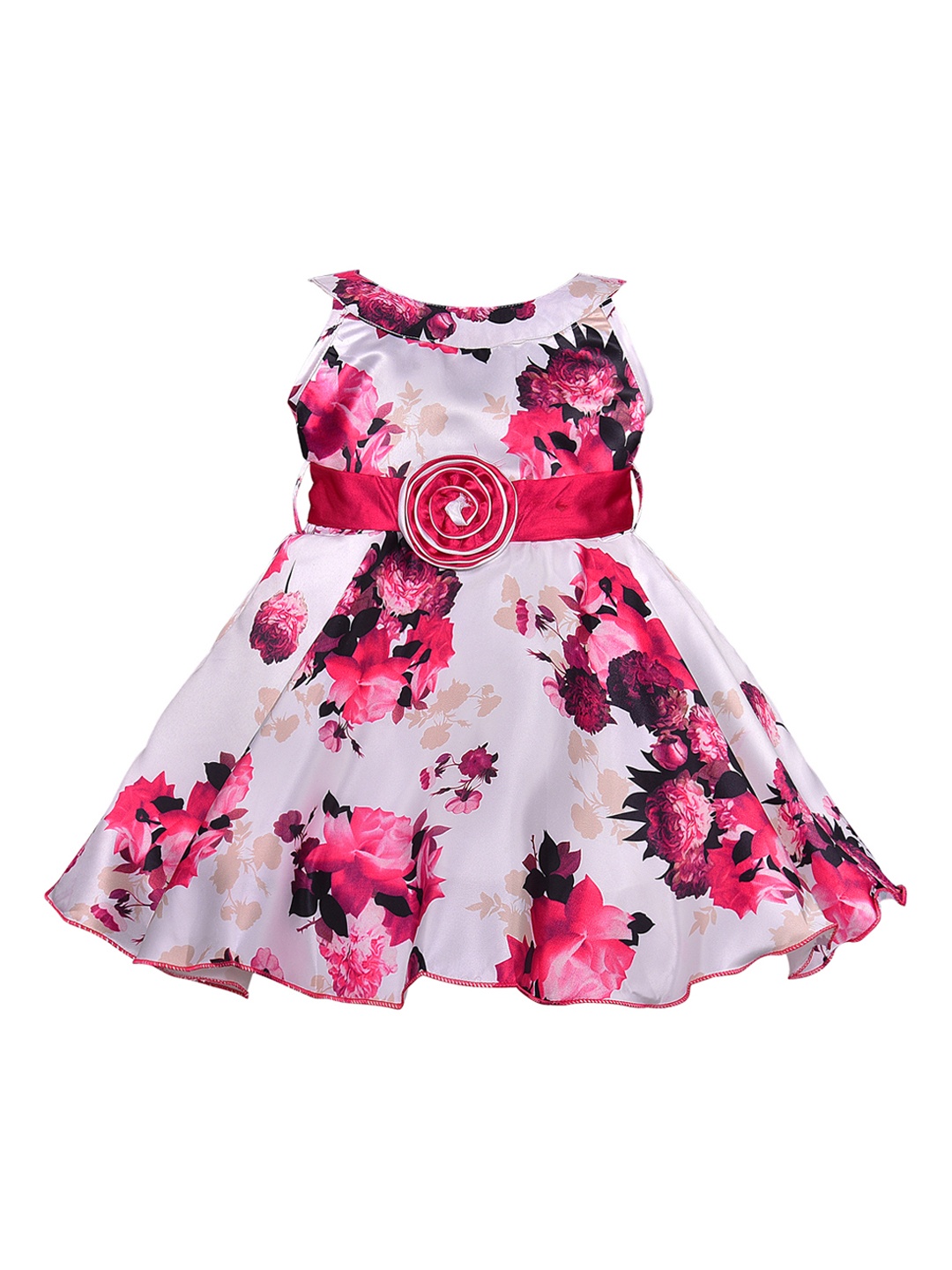 

Wish Karo Girls Pink & White Printed Fit and Flare Dress