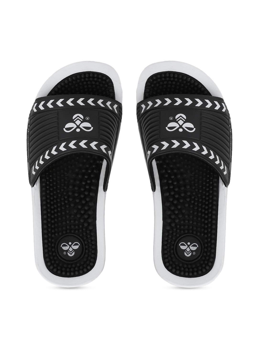 

hummel Unisex Black Printed Sliders