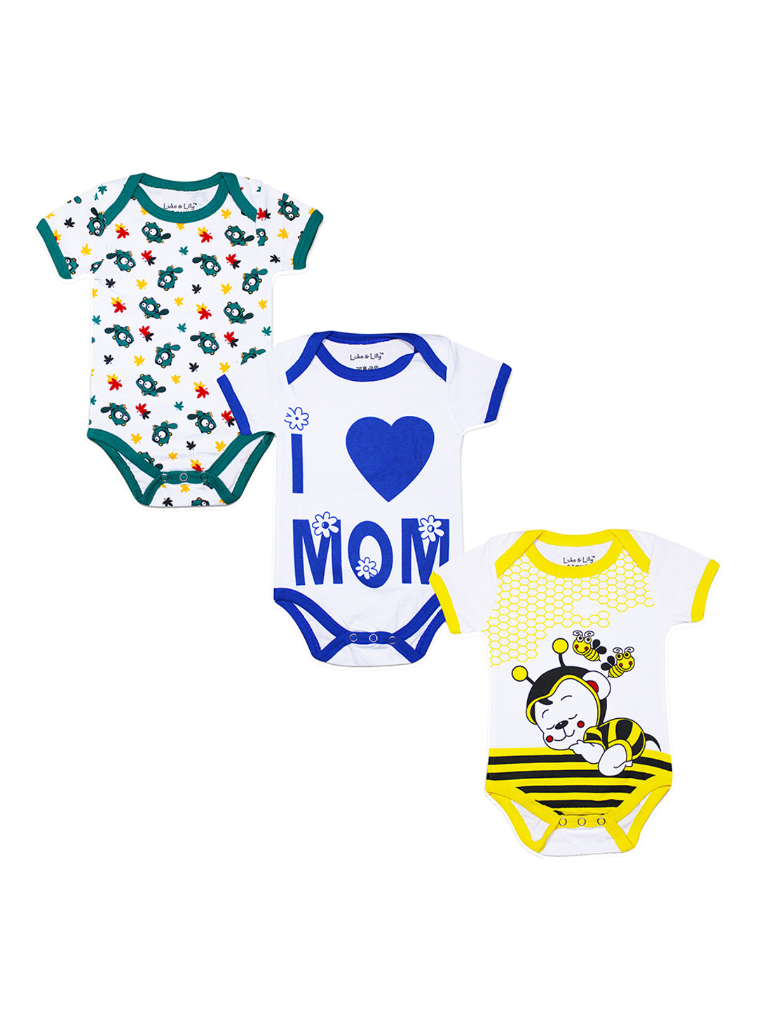 

Luke & Lilly Infants Pack Of 3 Printed Rompers, White