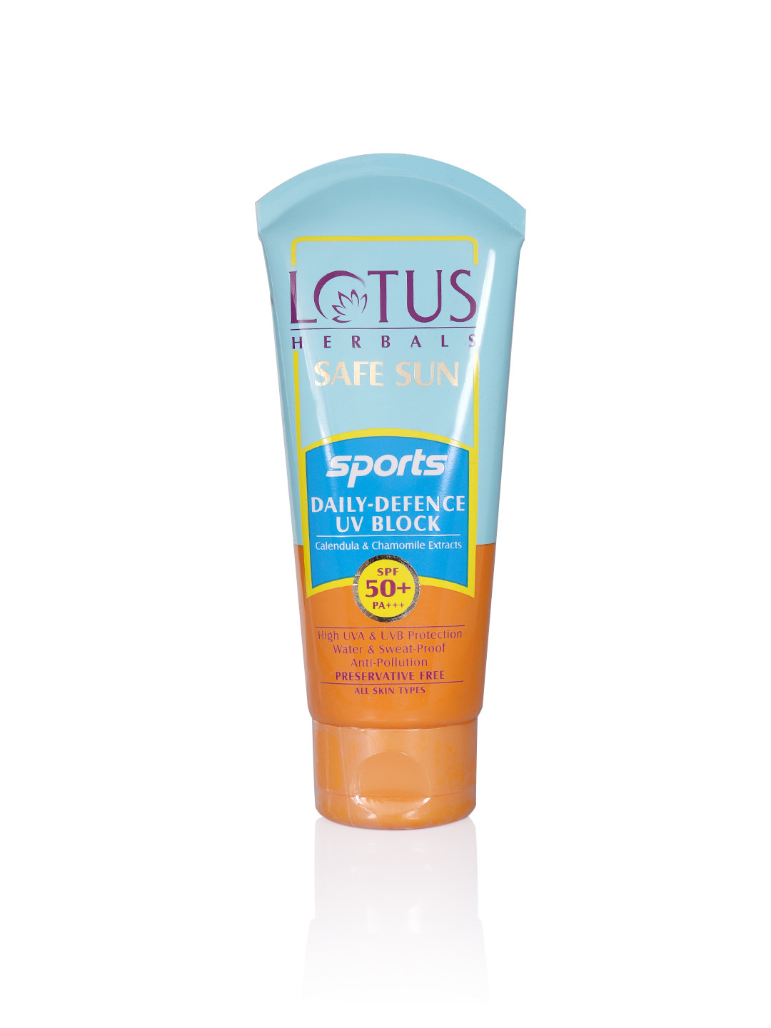 

Lotus Herbals Safe Sun Sports Daily-Defence UV Block SPF 50+ PA+++ - 80 g, Orange