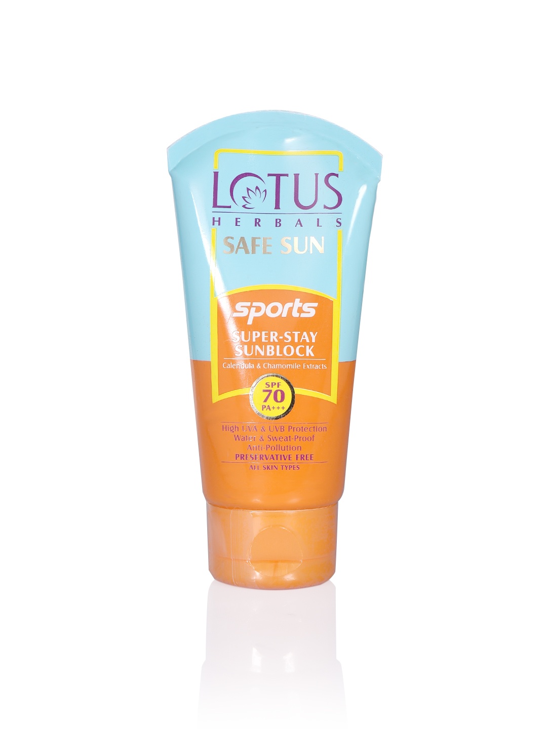 

Lotus Herbals Safe Sun Sports Super-Stay Sunblock SPF 70 PA+++ - 40 g, Orange