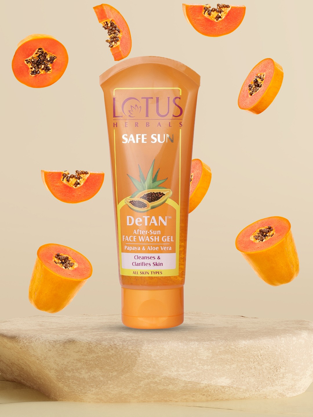 

Lotus Herbals Unisex Safe Sun DeTAN After-Sun Face Wash Gel - 100 g, Orange