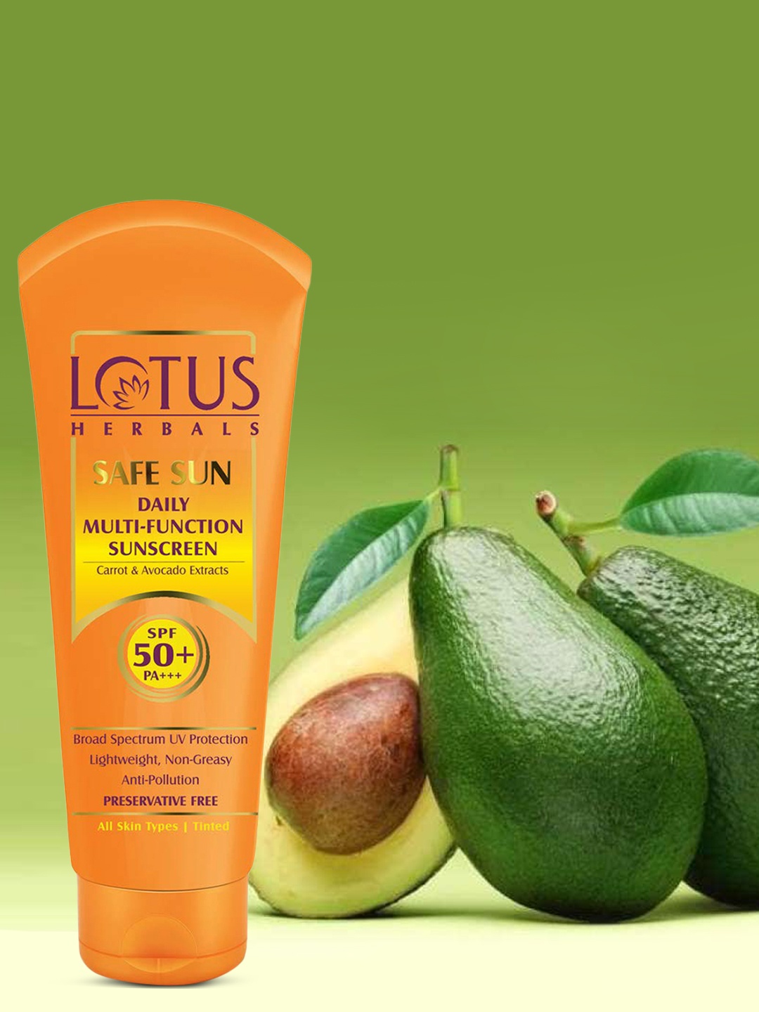 

Lotus Herbals Safe Sun Daily Multi-Function Sunscreen SPF 50+ with Carrot Extract, Orange