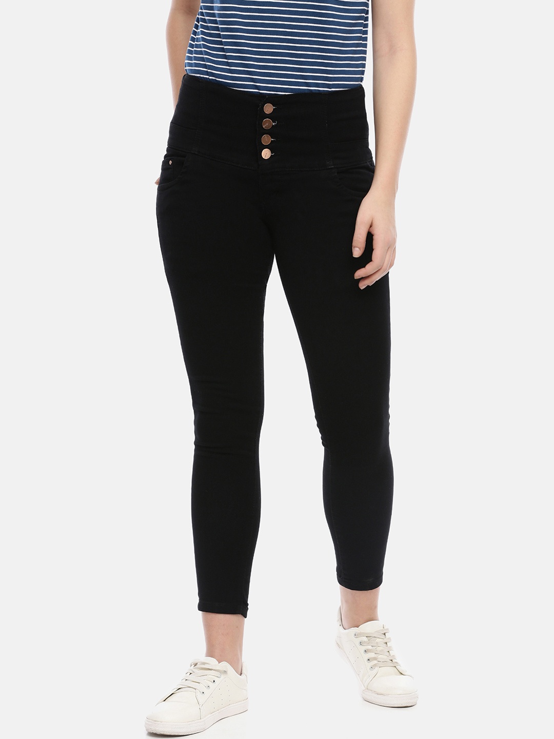 

GOLDSTROMS Women Black Slim Fit High-Rise Clean Look Denim Jeans