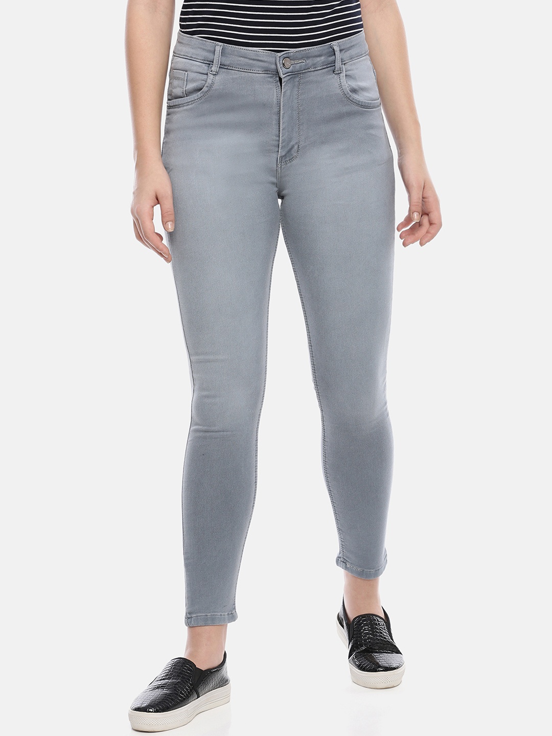 

GOLDSTROMS Women Grey Slim Fit Mid-Rise Clean Look Denim Jeans