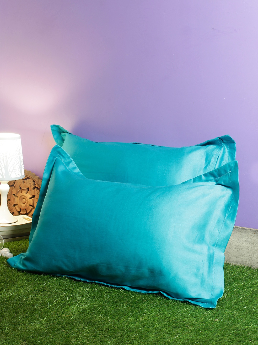 

HomeTown Set Of 2 Turquoise Blue Nora Palette Solid Pillow Covers